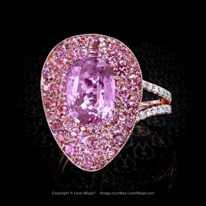 Right hand ring with cushion pink sapphire by Leon Mege.