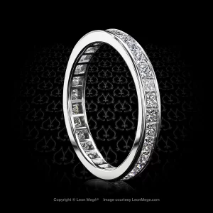 Leon Mege smooth channel-set eternity wedding band with natural Princess cut diamonds r6080