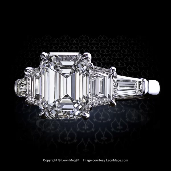 Leon Megé five-stone ring with an emerald cut diamond, trapezoids and tapered baguettes r7148