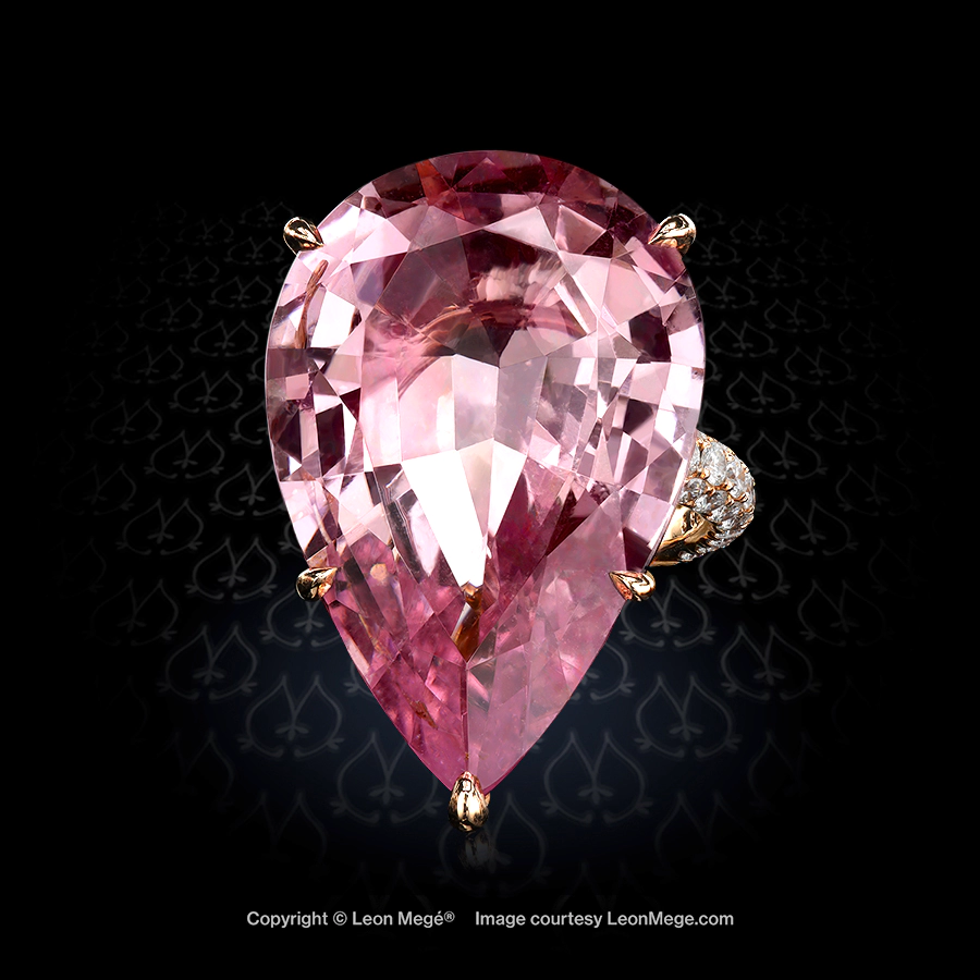 Leon Megé 413™ statement ring featuring a massive tender-pink pear-shaped morganite r5924