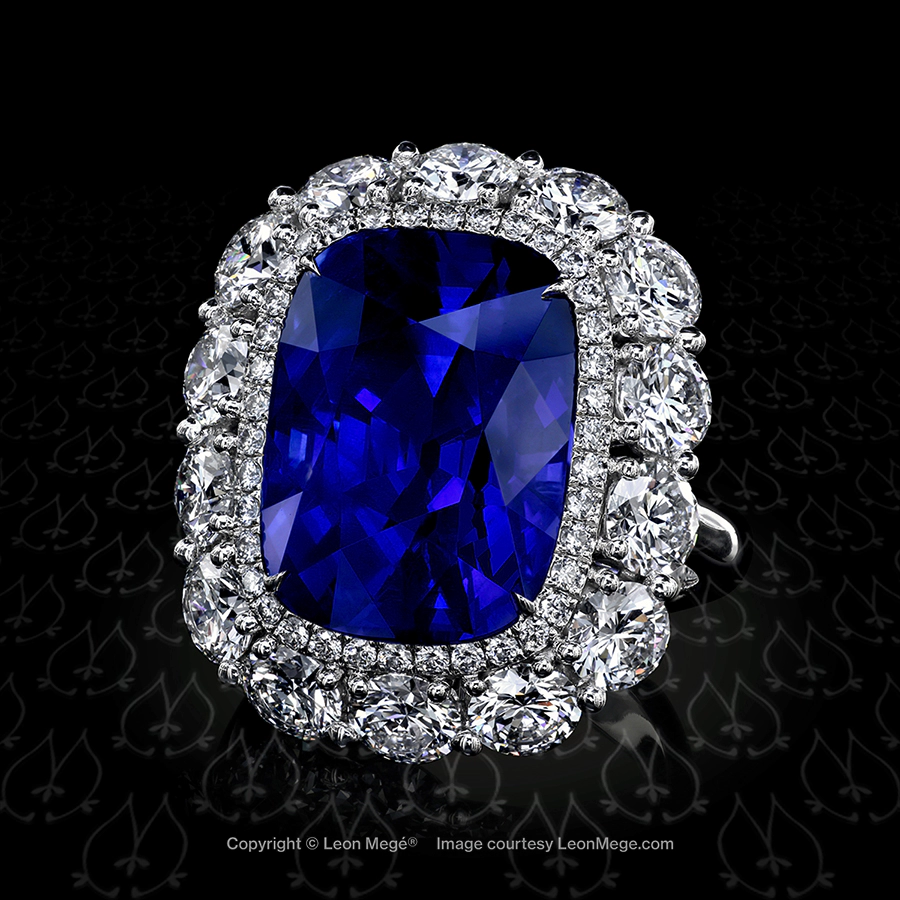 Leon Mege's right-hand cluster ring with Burmese sapphire is a fundamental assurance of a happy marriage r6877