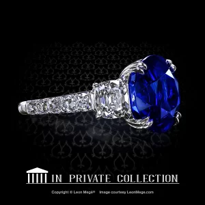 Custom made statement ring with a natural Burma sapphire by Leon Mege.