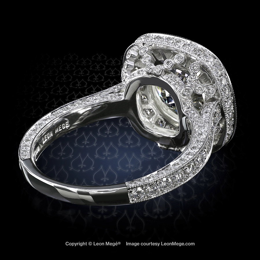 Leon Megé Heidy™ halo engagement ring with an Old European cut diamond and bright-cut pave r7155