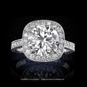 Leon Megé Heidy™ halo engagement ring with an Old European cut diamond and bright-cut pave r7155