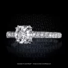 Leon Megé 301™ platinum solitaire with a True Antique™ cushion diamond and bright-cut pave r7122