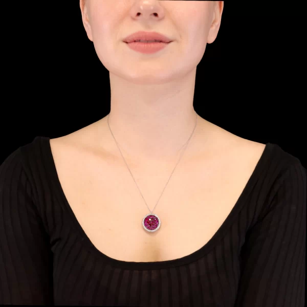 Leon Megé "Shambhala" reversible pendant with carved moonstone, rubies and diamonds p7320