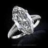 Leon Megé bespoke Art Deco style ring with a stunning "Moval" diamond and bright-cut pave r7234