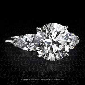 Leon Mege three-stone ring with a round diamond flanked by a perfect pair of pear-shaped diamonds r6848