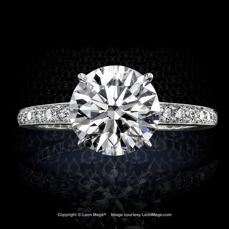 Leon Mege 301™ exclusive hand-forged solitaire engagement ring with a round diamond bespoke version of Cartier "1895" r7247