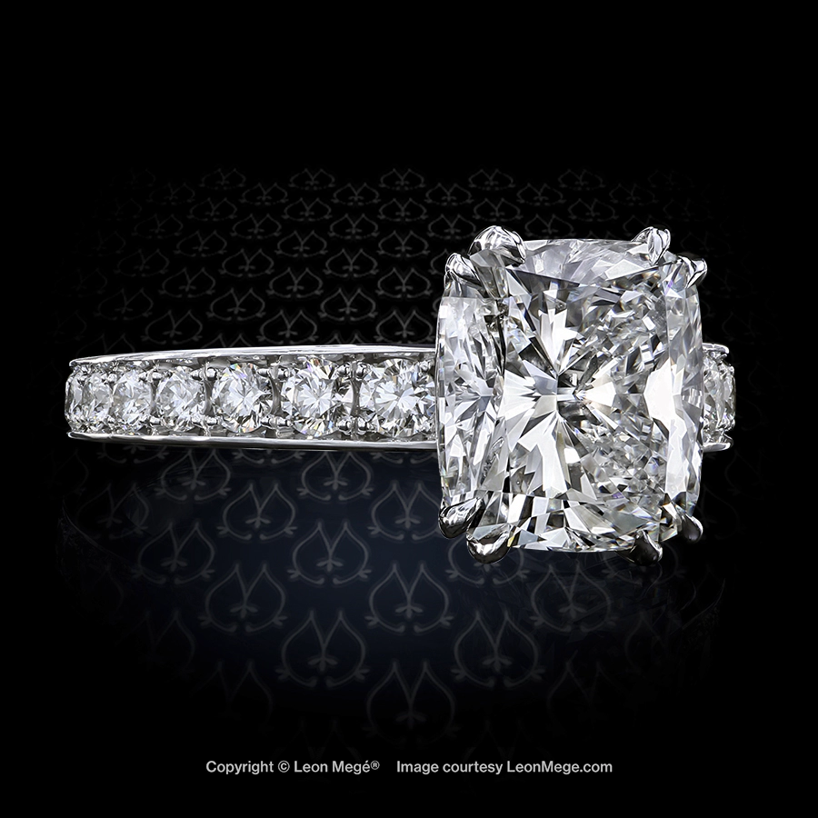 301™ engagement ring featuring a modern cushion diamond by Leon Mege.