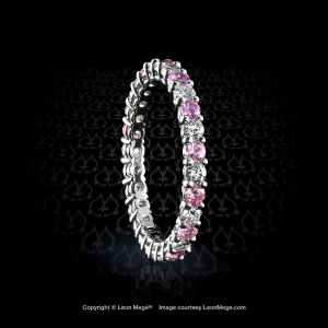 14 diamonds and pink sapphires "Grace" Eternity band r7378 by Leon Mege