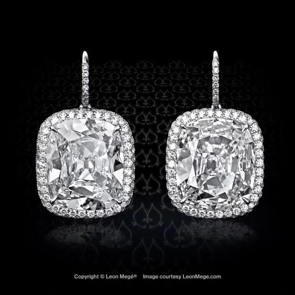 Leon Megé Halo micro pave earrings with antique cushion diamonds e4759