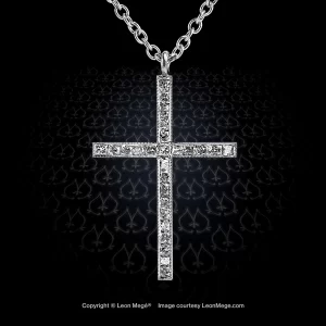 Antique French cut diamond channel set cross pendant by Leon Mege