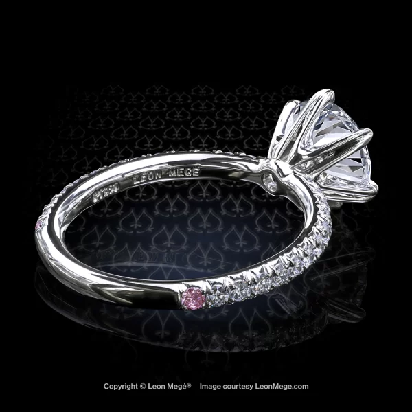 Leon Megé Tulip™ crown-style solitaire with a round diamond in six heart-shaped prongs r7280