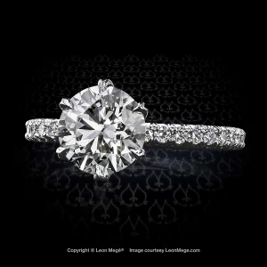 Leon Megé Tulip™ crown-style solitaire with a round diamond in six heart-shaped prongs r7280