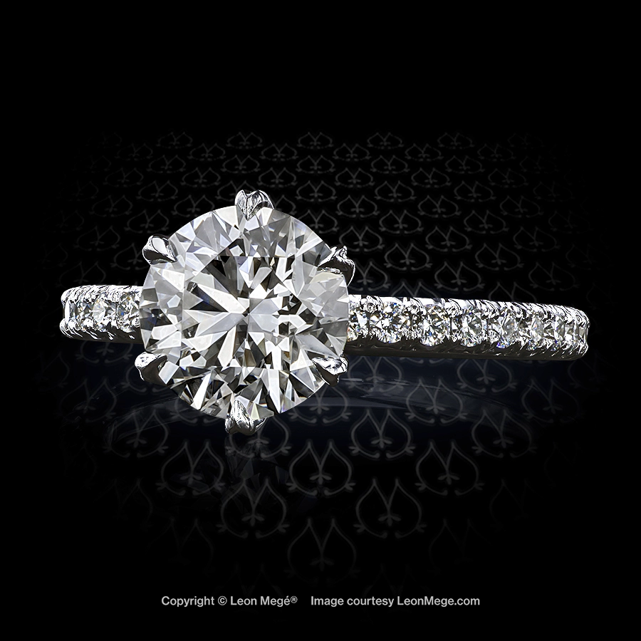 Tulip™ solitaire, featuring 1.43-carat round diamond with pave by Leon Mege.