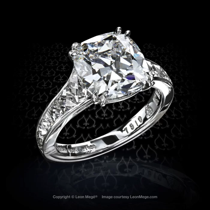 Leon Megé Mon Cheri™ solitaire with a True Antique™ cushion diamond and graduated French cuts r7510