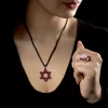 Star of David pendant with rubies in antiqued silver By Leon Mege