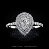 Leon Megé Galaxy™ halo ring with a pear-shaped diamond in a double halo of diamond pave r7648