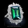 Leon Megé bespoke cluster ring with an emerald-cut chrome tourmaline and fancy diamonds r7421