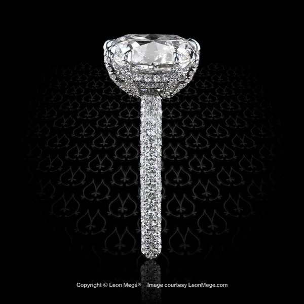 Leon Megé solitaire featuring a True Antique™ cushion diamond in a micro pave setting r7499