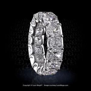 Leon Megé U-shaped eternity band with radiant-cut diamonds in a bespoke platinum mounting r7376