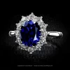Leon Megé right-hand ring with a blue sapphire wrapped in a cluster of white diamonds r7578