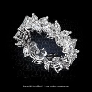 Leon Megé eternity band of round diamonds alternating with marquise clusters in platinum r7685