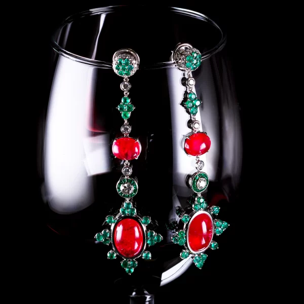 Leon Mege "Arcata" exclusive Haute Couture eardrops with multi-colored gemstones and diamonds e7661