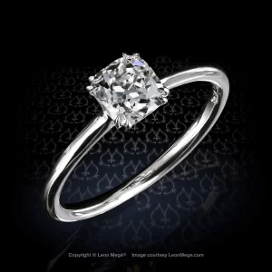 Leon Megé exclusive Princessa™ solitaire with an antique cushion diamond in platinum r7184