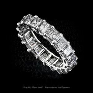 Leon Megé shared-prong eternity wedding band with natural Asscher-cut diamonds in platinum r7664