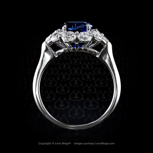 Leon Megé hand-forged cluster ring with Royal Blue Burmese sapphire in platinum r7627