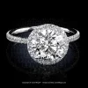 Leon Megé 811™ micro-pave ring with a round diamond surrounded by a diamond halo r7645