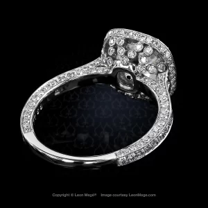 Heidy™ halo ring, featuring antique cushion moissanite and diamond pave by Leon Mege