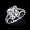 Leon Megé Gina™ split-shank diamond ring with a True Antique™ cushion diamond in a fancy halo r6629