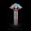 Leon Megé unique Haute Couture right-hand ring with Paraiba cabs and natural pink diamonds r7786