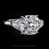 Leon Megé three-stone ring with a True Antique® cushion diamond with French-cut trapezoids r7572