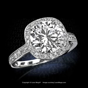 Leon Megé exclusive Cold Fusion™ engagement ring with exceptionally superb round brilliant r7714