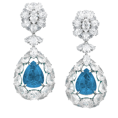 Exceptional pair of Paraiba earrings