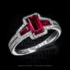 Leon Mege Montpassier™ ring with emerald-cut and tapered baguette rubies in micro pave r7802