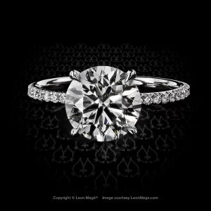 Leon Megé perfect 401™ micro pave solitaire with single claw prongs holding a round diamond r7570