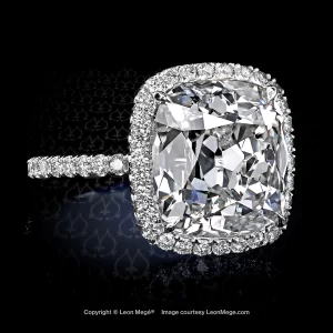 Leon Megé 811™ engagement ring with a True Antique™ cushion diamond in micro pave halo r7849