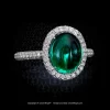 Leon Megé bespoke right-hand micro-pave halo ring with a natural cab emerald r7864