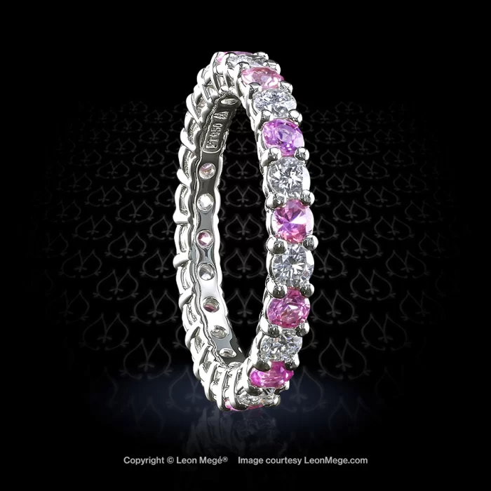 The Grace™ eternity wedding band with alternating diamonds and pink sapphires by Leon Mege