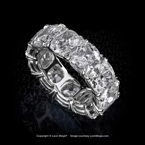 Leon Megé eternity wedding band with True Antique™ cushion diamonds in platinum r7929