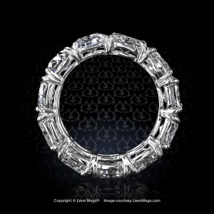 Leon Mege eternity wedding band with antique cushion diamonds over carat each GIA certified