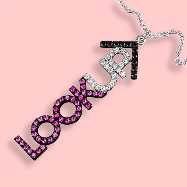 "Lookup" pendant inspired by me too campaign created by world-renowned jewelry designer Leon Mege.