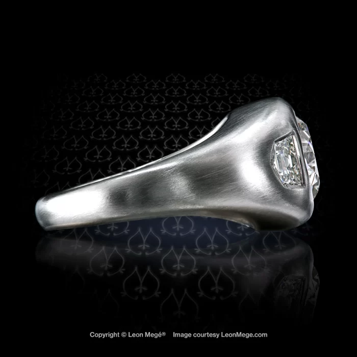 Leon Megé "Gypsy-style" ring with an Old European cut diamond and diamond chevrons r7803