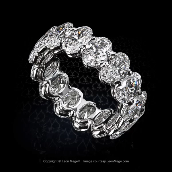 Leon Megé hand-forged platinum eternity band with oval half-carat diamonds in shared prongs r7921