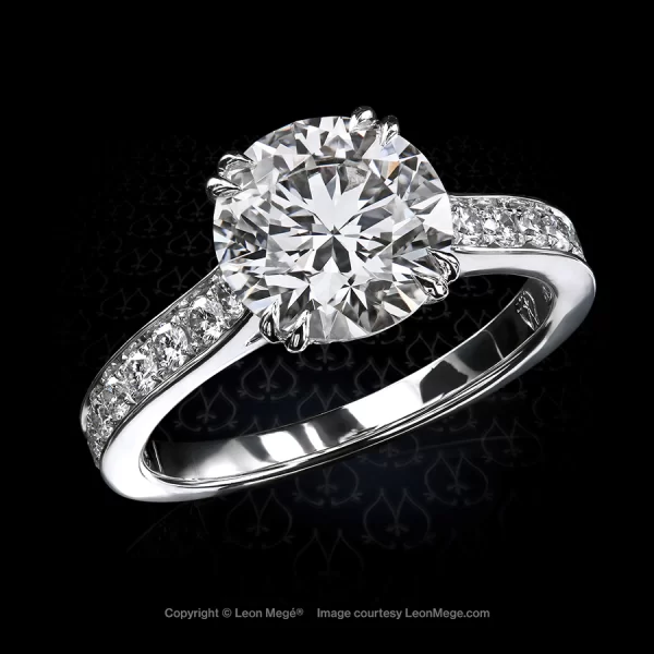 311™ platinum pave solitaire competing with Cartier 1895 and beating it to the punch, set with 2.03 carat round diamond by Leon Mege